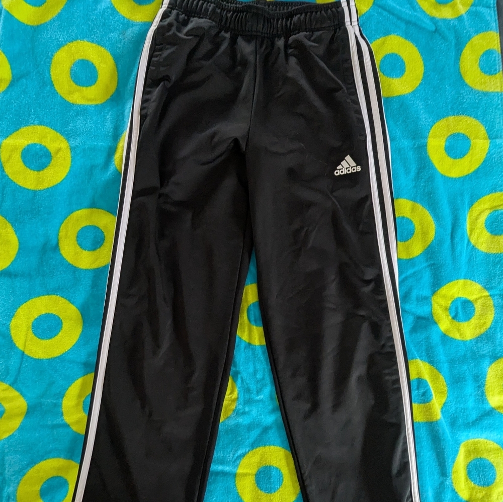 Adidas Black Track Pants with‎ White Stripes